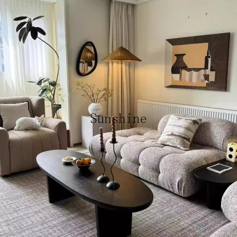

Small apartment modern simple oval wabi-sabi wind living room home coffee table
