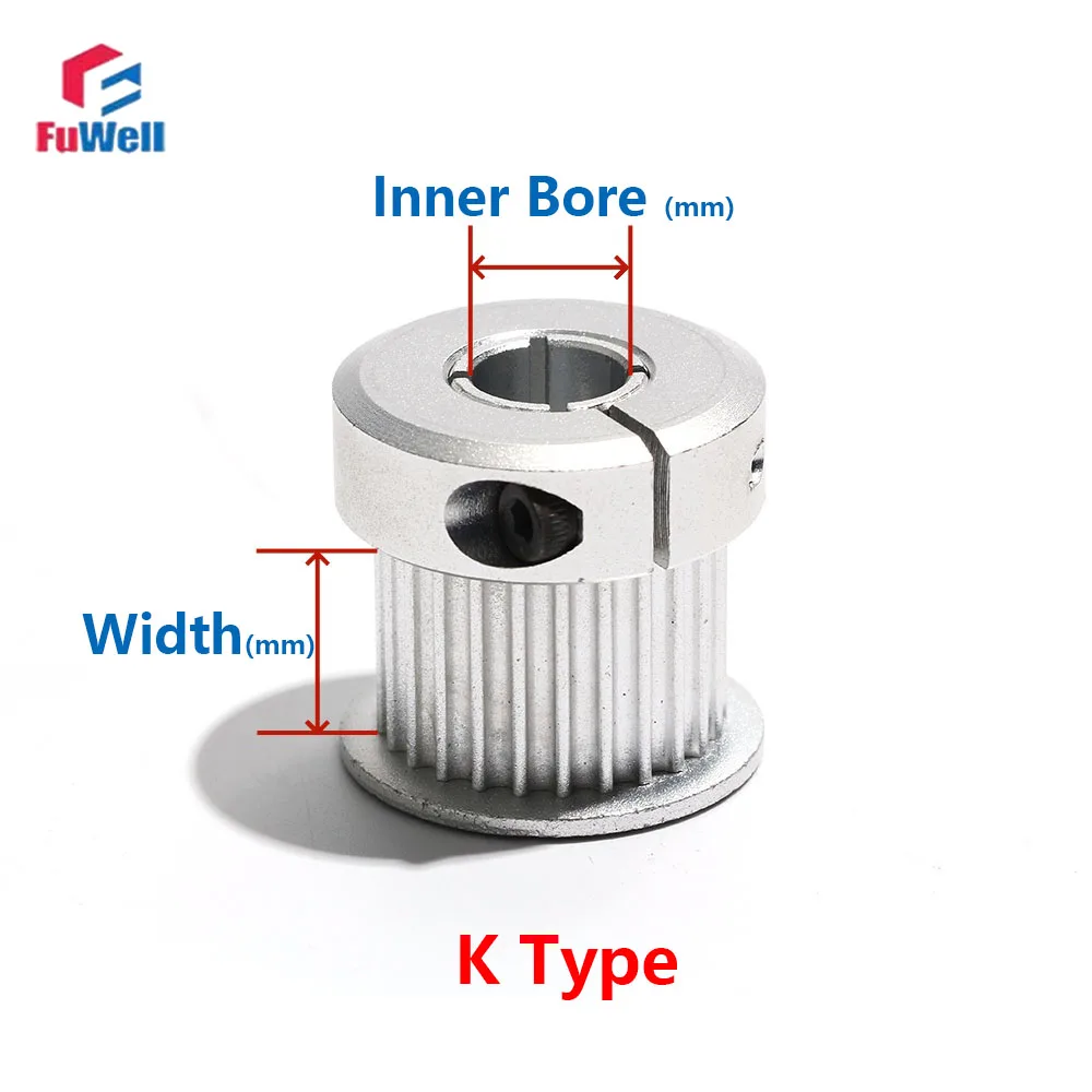 FuWell Timing Pulley 22/26/28T Clamp Type 11mm/16mm Slot Width Toothed Belt Pulleys 5/6/6.35/8/10/12/14/15mm Transmission Pulley