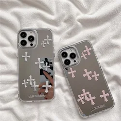 Luxury Makeup Mirror Jesus Christ Cross Phone Case For iPhone 15 13 12 11 14 Pro Max X XR XS XSMax For Lovers Hard Back Cover