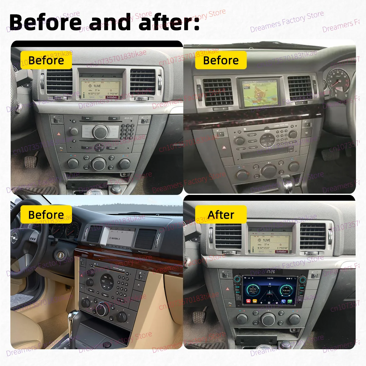 7" 2 Din Android-Autoradio mit kabellosem Carplay/GPS/BT für Opel Vauxhall Signum 2003–2008, Auto-Multimedia-Radio-Kopfeinheit