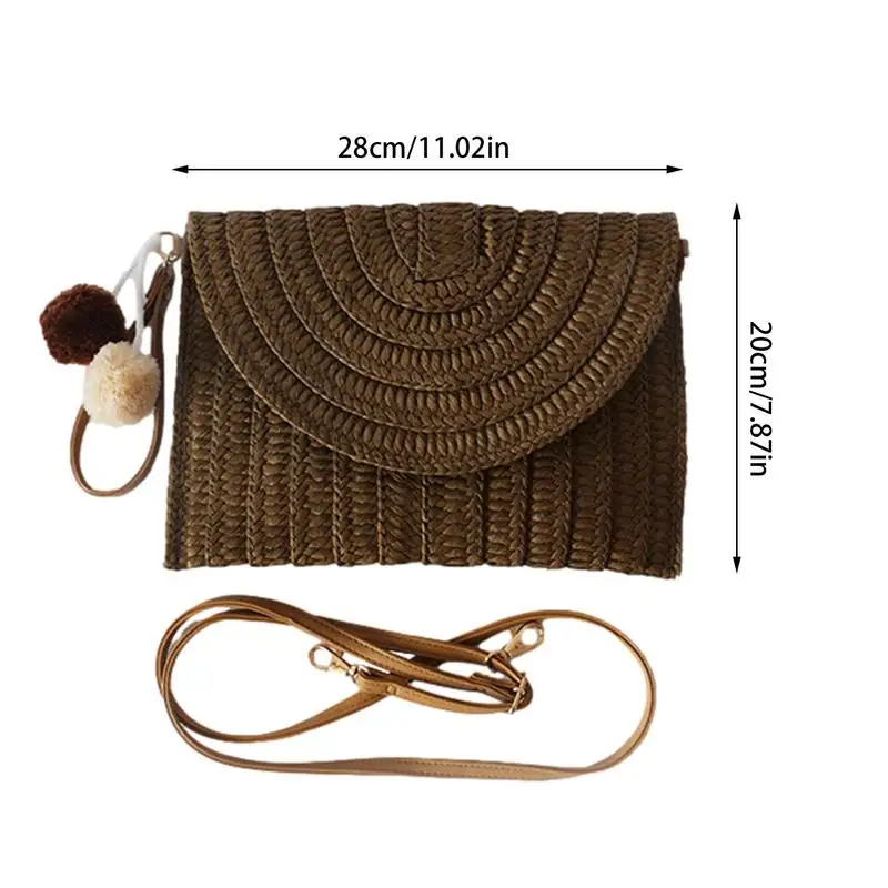 Women Straw Bag Women Handbags Purse Portable Summer Beach Straw Bag Handwoven Rattan Clutch Purse For Beach Cosmetics