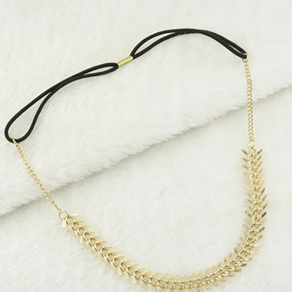 

Metal Hairband Head Chain Elastic Accessories Adjustable Fish Bone Punk Headband Bands