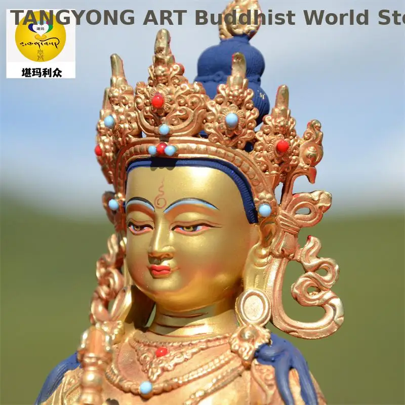 Exclusive copper carving Holy land tibetan buddha Buddhist lama monk worship green tara Bodhisattva home offering gilding buddha