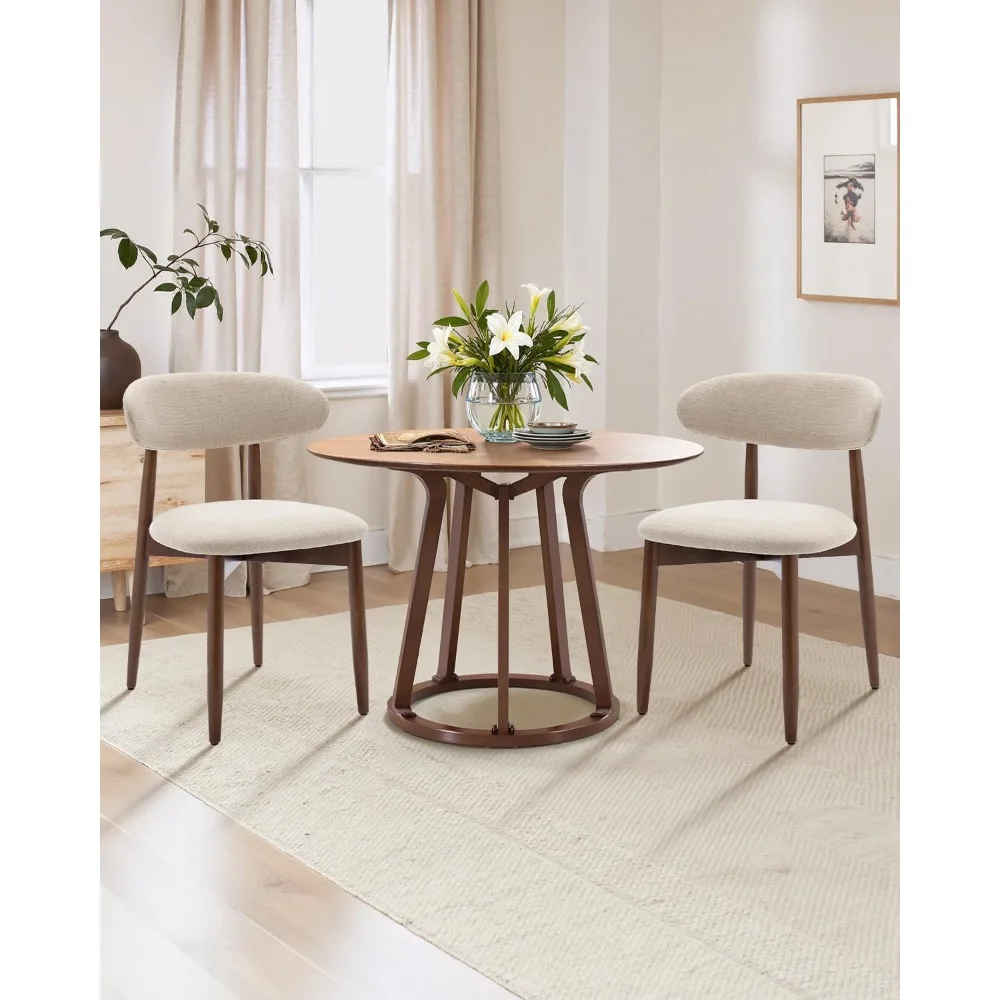 

Dining Room Chairs Set of 2, Upholstered Farmhouse Dining Chairs, Modern Fabric Kitchen Chairs with Solid Wood Leg,