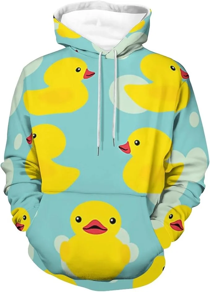 Hoodies Kawaii Animals Yellow Duck 3D Print Sweatshirts Boys Girls Harajuku Unisex Hooded Sweatshirts kids Ethnic Style Clothes