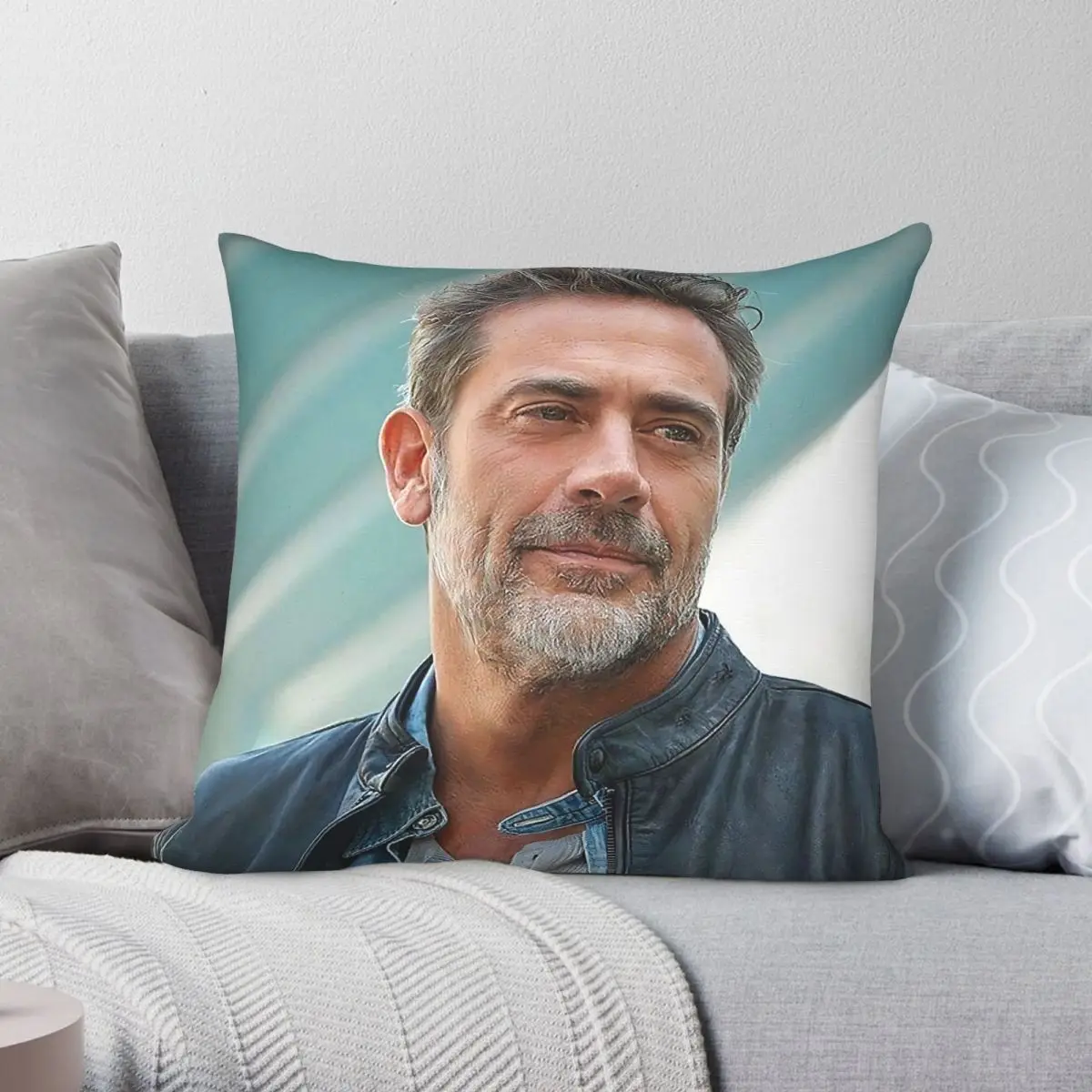 Jeffrey Dean Morgan Actor Square Pillowcase Polyester Linen Velvet Pattern Zip Decor Home Cushion Case