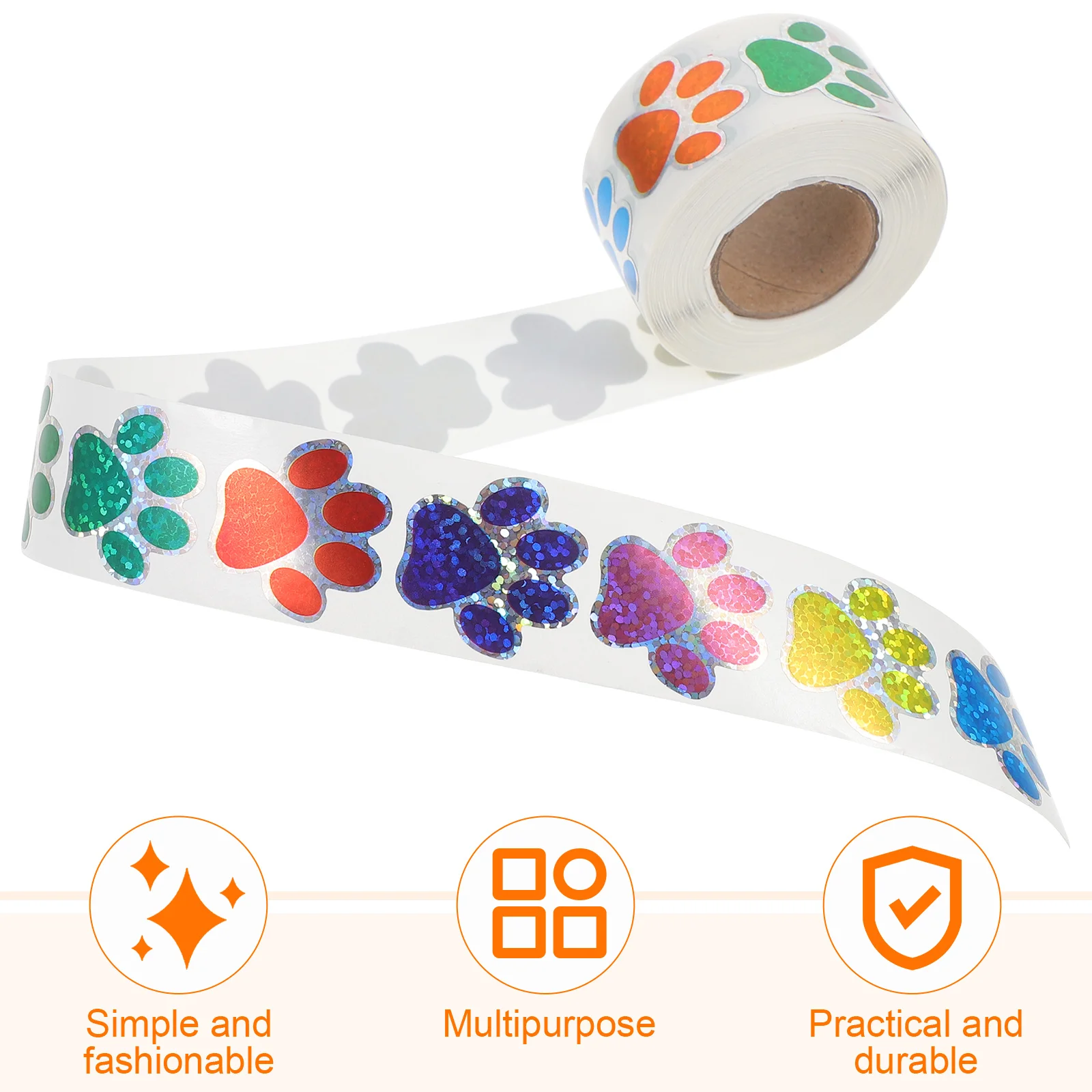

2 Rolls Colorful Dog Paw Print Stickers Glitter Self Adhesive for Scrapbooks Cars Walls Windows Decorative Paw Print Decals