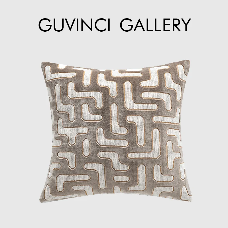 GUVINCI Ethnic Geometric Square Throw Cushion Cover Art-Inspired Modern Decorative Pillow Case 45x45cm For Villa Hotel Office