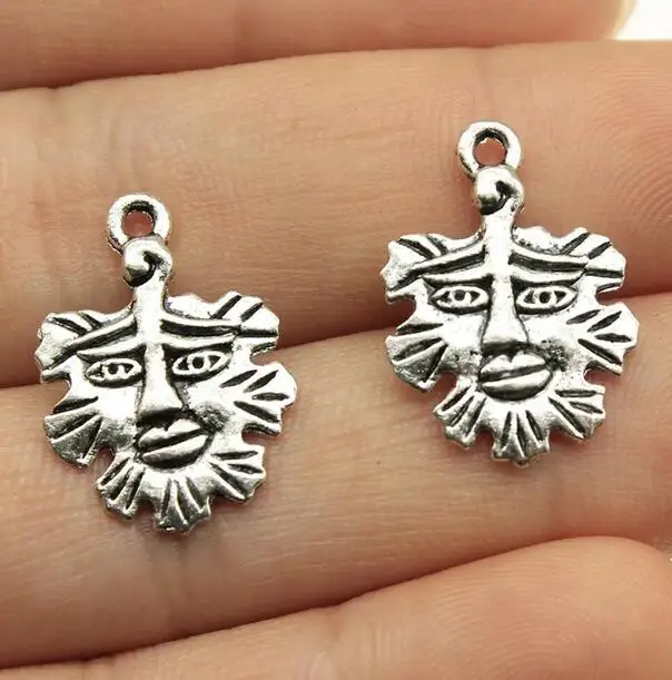 10pcs 21x15mm Pendant Double Sided Face Leaf Alloy Charms EF3710