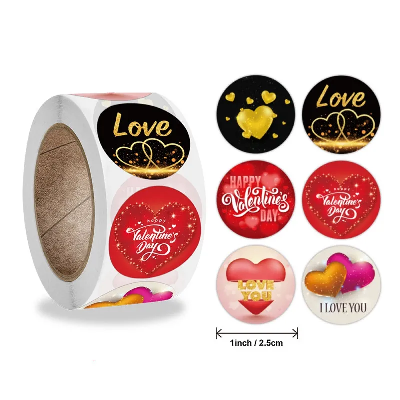 

New 1" Happy Valentine's Day Sticker I LOVE YOU with Heart Thank You Sealing Labels Birthday Party Handmade Box Tag Favors Decor