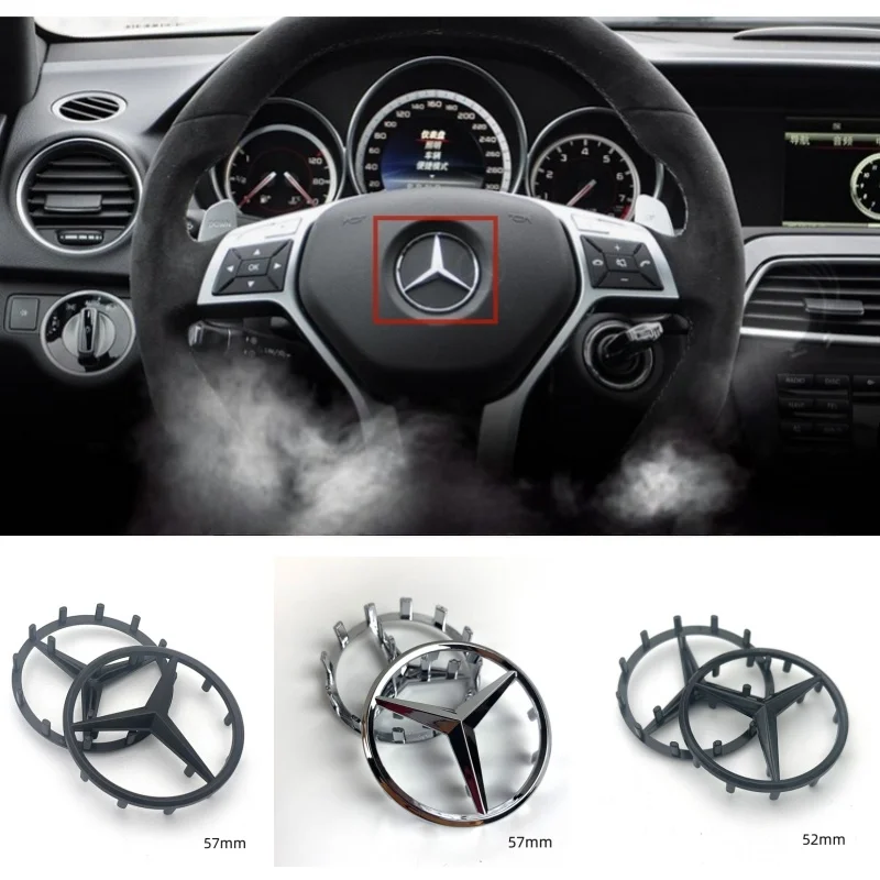 

ABS 3D Star Logo Hollow Badge Sticker Car Steering Wheel Center Emblem For Mercedes Benz AMG GLK C W202 W204 W210 W211 W212 W220