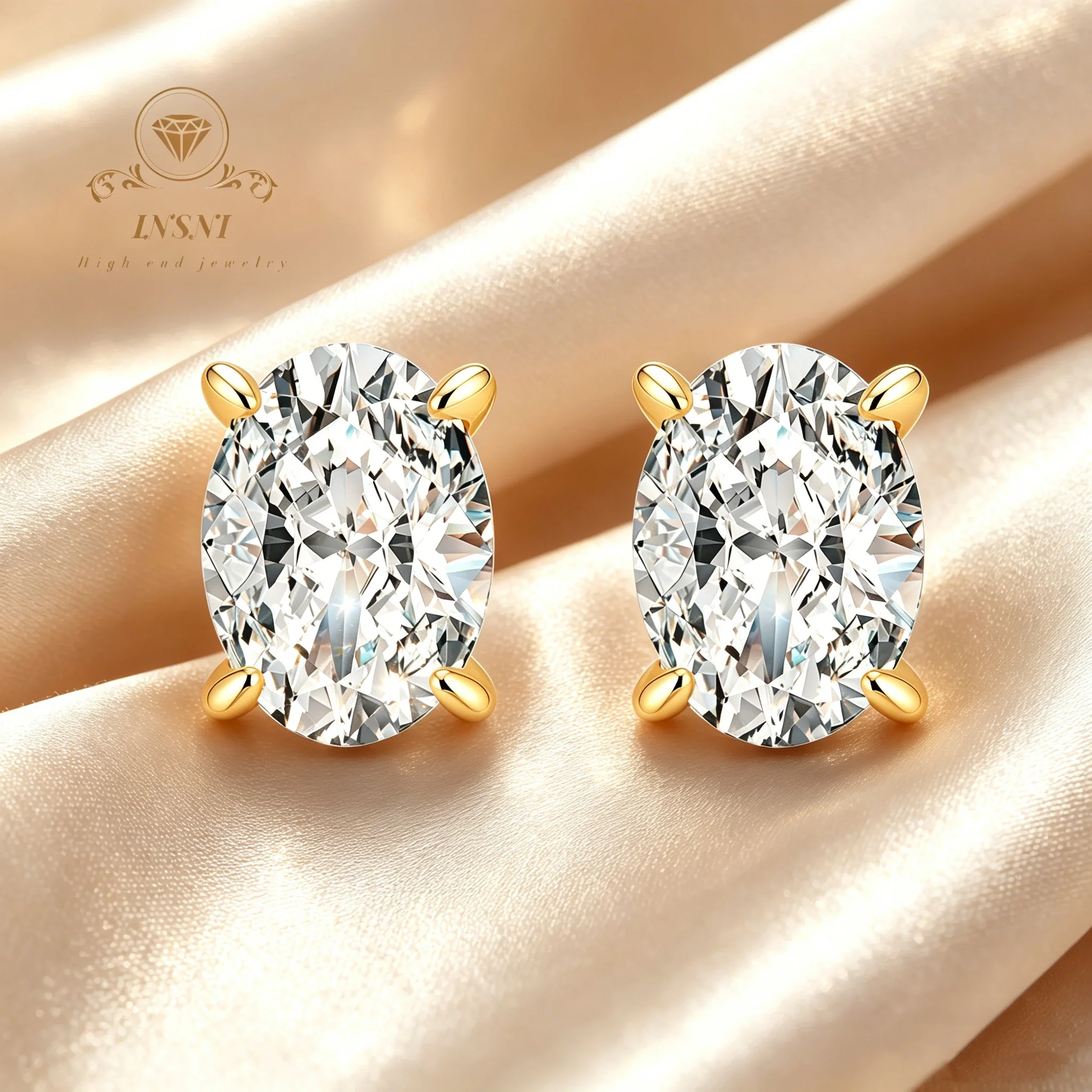 

Simple Pigeon Egg S925 Sterling Silver Four-claw Stud Earrings Women 8H8A Premium Stud Earrings Moissanite Jewelry Light Luxury