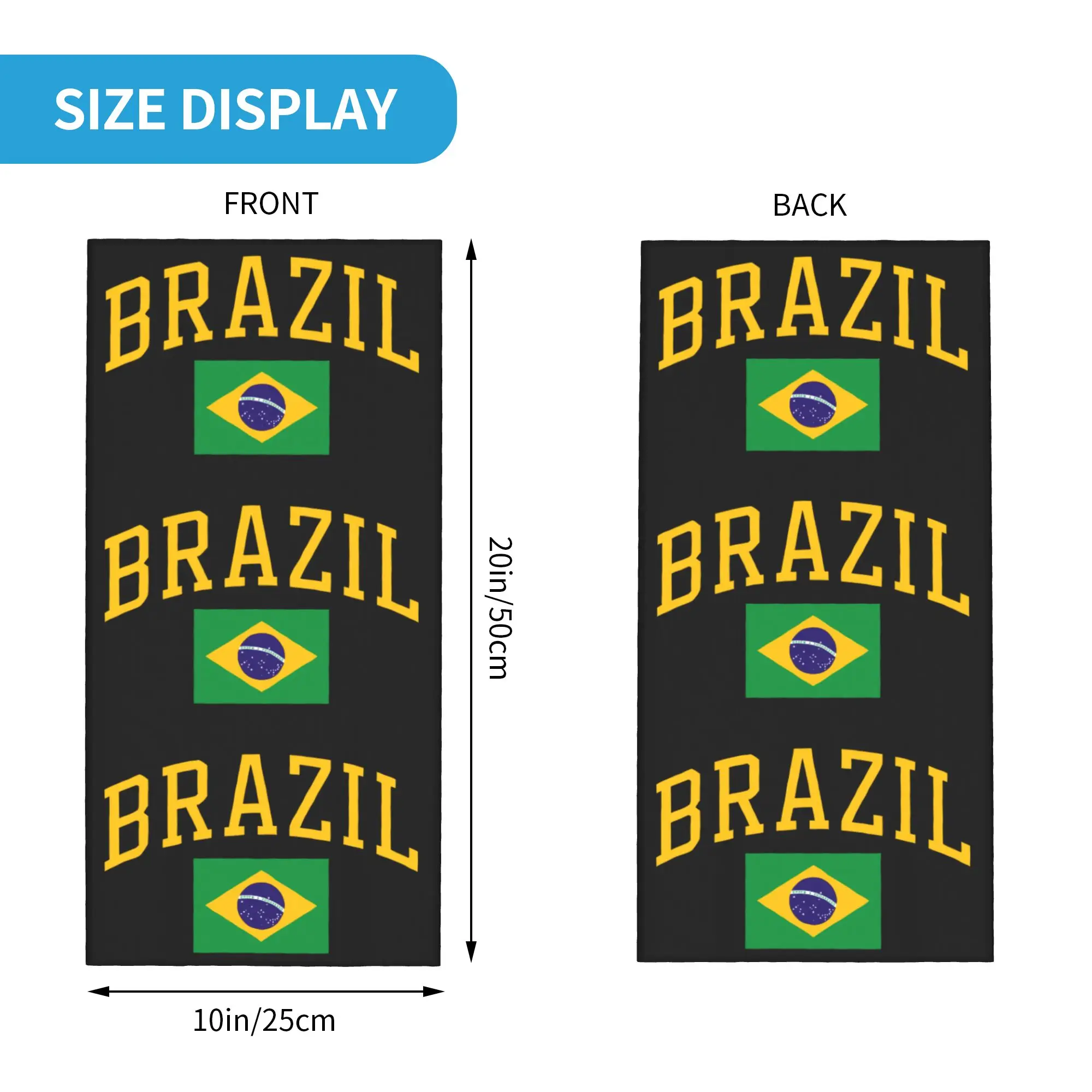 Brazil Flag Winter Headband Neck Warmer Women Men Hiking Hunting Tube Scarf Brazilian Flag Face Bandana Gaiter