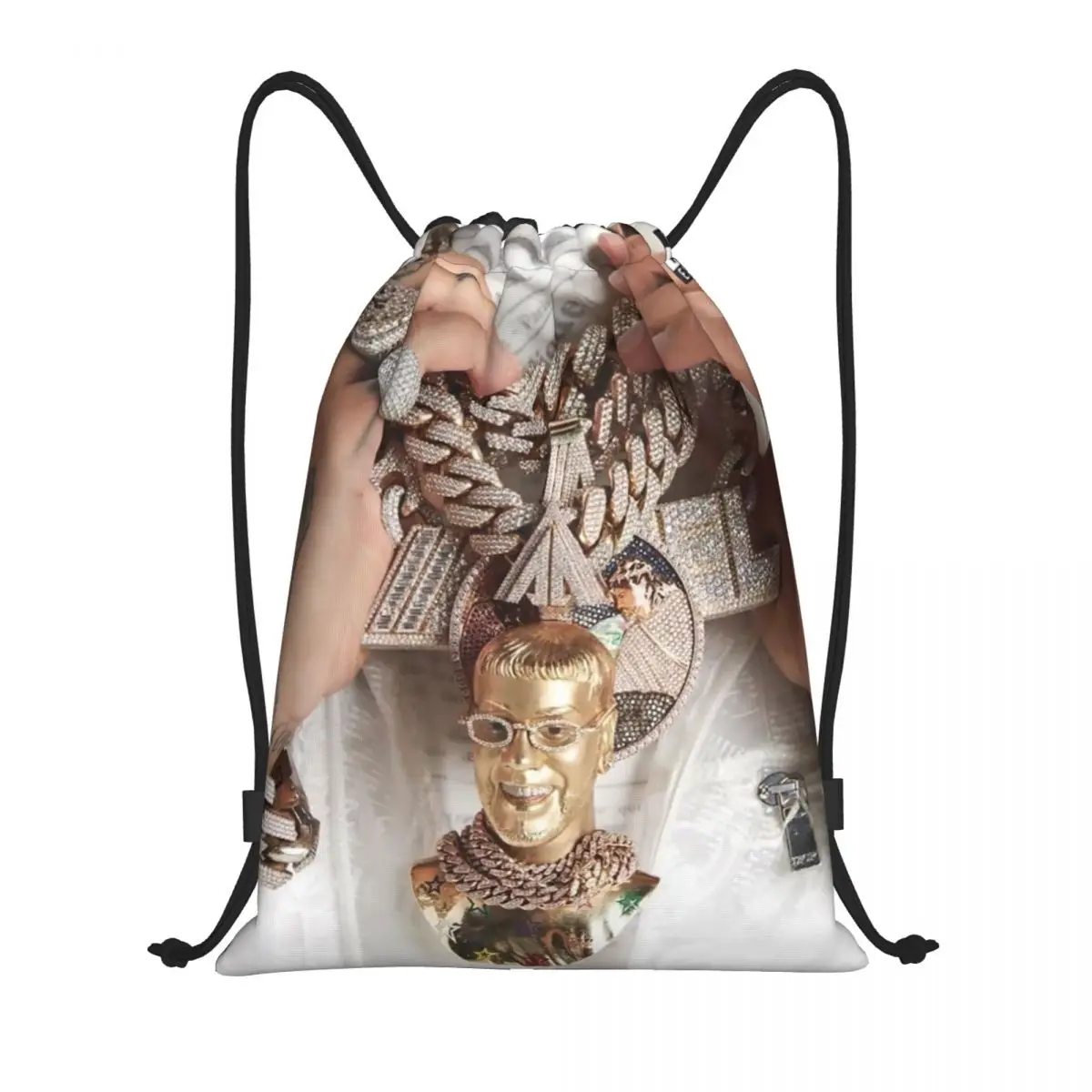 Custom Anuel AA Rapper Latin Urban Music Drawstring Bag for Training Yoga Backpacks Men Women Sports Gym Sackpack