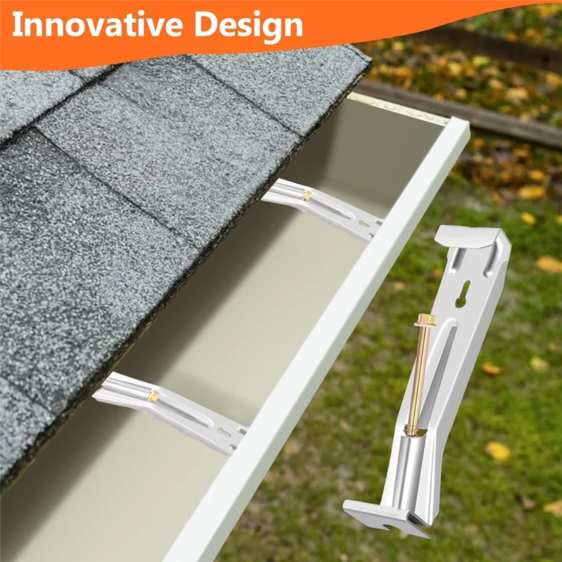 AA63 HOT 28-Pack Concealed Gutter Brackets, Sturdy Rain Gutter Brackets With Screws And Clamps For K-Type Vinyl Gutters