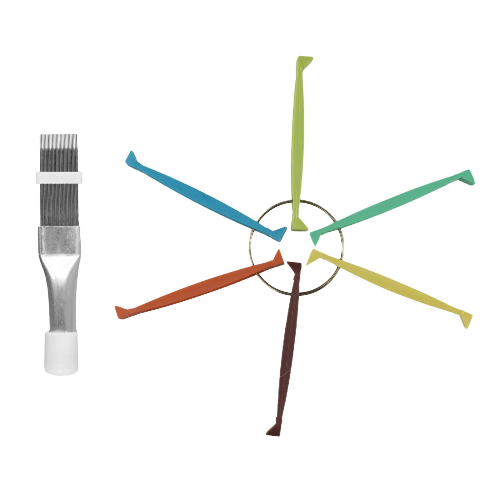 

2 шт., расчески для ремонта охладителя, наборы плавников для кондиционера, пластиковые + металлические наборы, прочные, водонепроницаемые, бытовые