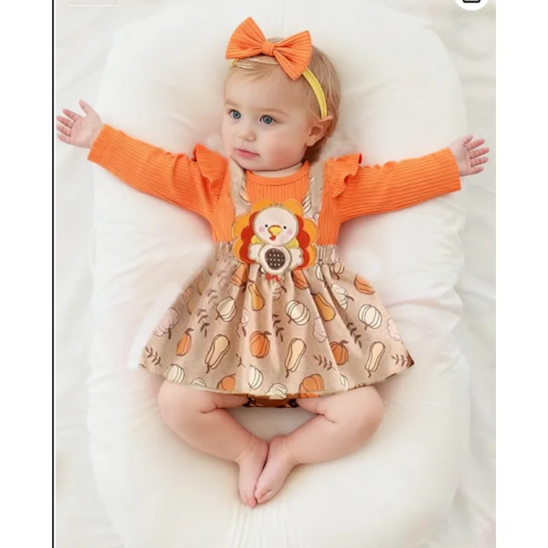 

3Pcs Set My First Christmas Baby Girl Outfit Newborn Romper Skirts Set Fall Winter Infant Christmas Dress Overall Clothes Bebe