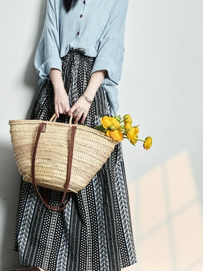 Lockerer bla bedruckter, schlankmachender F-Länge-Rock, A-Linie, hoch taillierter Midirock, altersregende, faionable Sommer-Neuankömmling