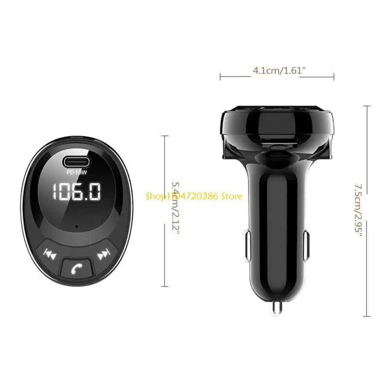 مشغل MP3 للسيارة K0EA، محول شحن USB مزدوج، اتصال حر اليدين لأنظمة Android IOS، متوافق مع البلوتوث