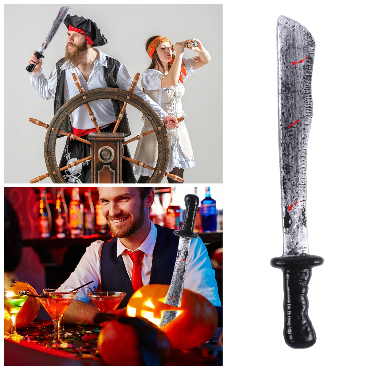 Plastic Mes Rekwisieten Horror Eng Piraat Speelgoed Slager Levensechte Halloween Bloedige Maskerade Kostuum Decor Realistisch Plastic
