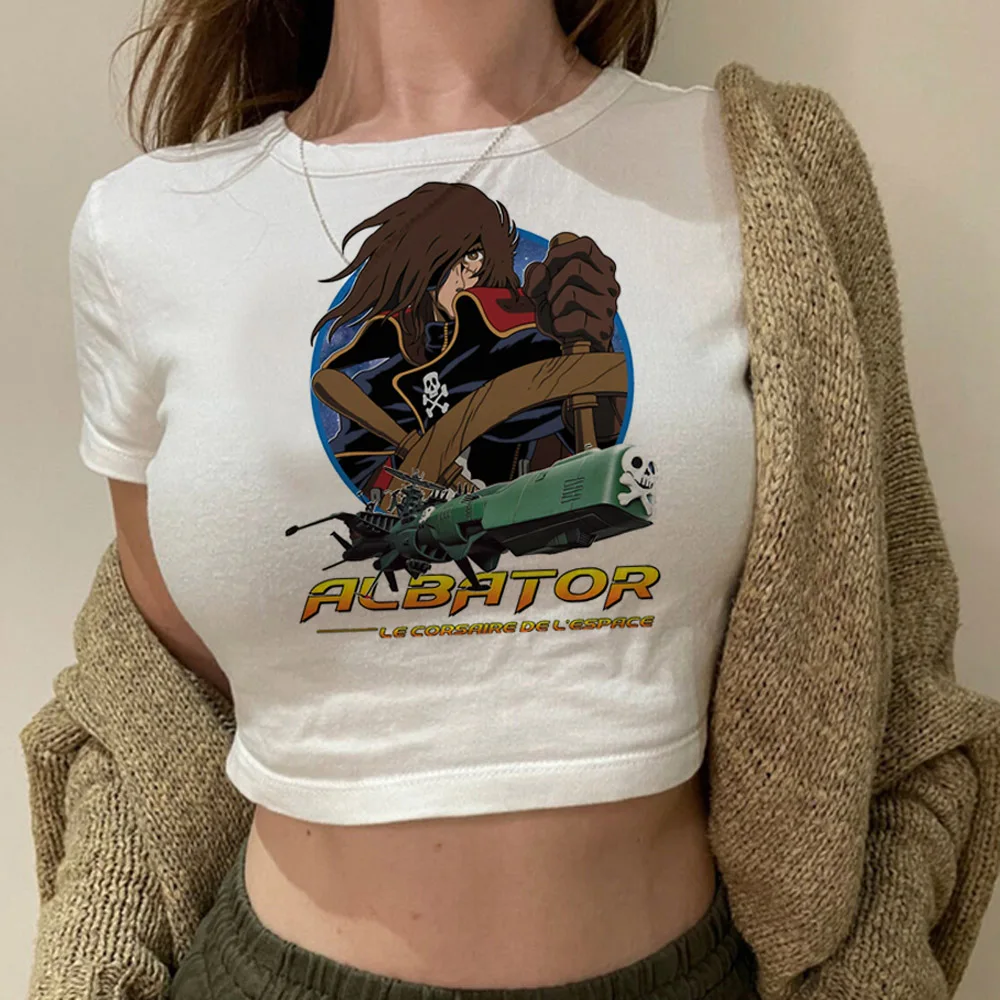 Albator graphic  trashy crop top girl cyber y2k goth streetwear  yk2 tshirt clothes