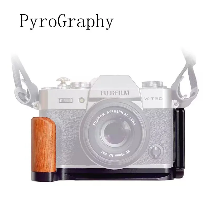 

PyroGraphy X-T30/X-T20/X-T10 Arca L-bracket with Rosewood Handle Grip 1/4" Thread Hole Wrist Strap Hole for Fujifilm X-T30/X-T20