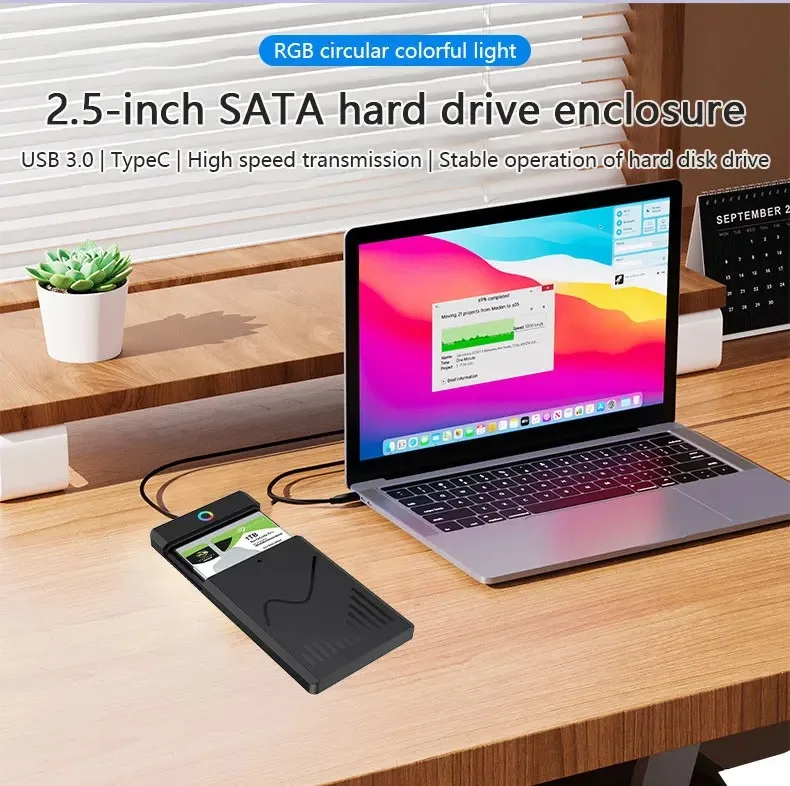 KEBIDUMEI 2.5 inch SATA SSD External Hard Drive Case Micro-B/Type C HDD Enclosure with 5Gbps Transfer Speed Clear Harddisk Boxs