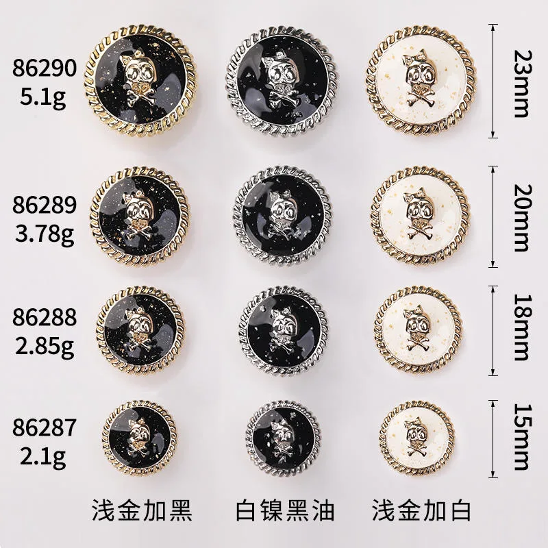 6PCS Skull Metal Buttons For Suit Jacket Sweater Personality Characteristic Shirt Shanked Round Alloy Decorative Buckle Accesso