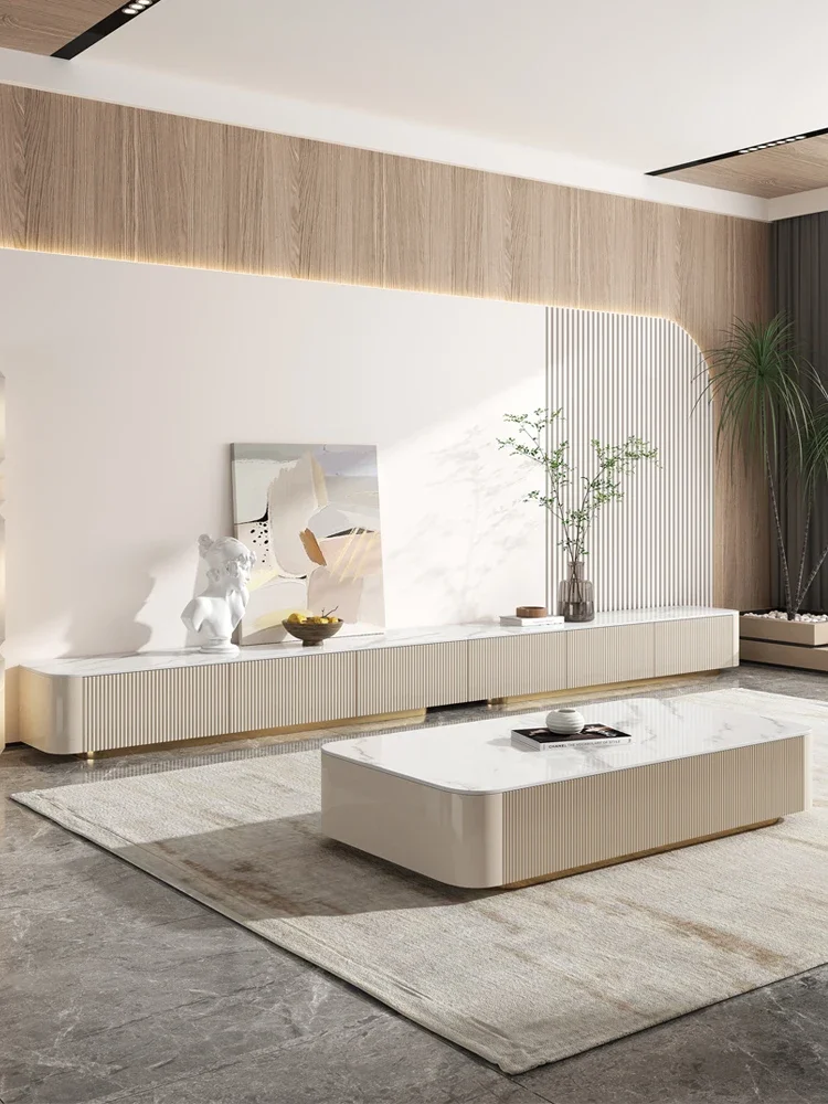 

l # Original Designs Long TV Table And Coffee Table Set Modern Large Big Marble Luxury TV Stand