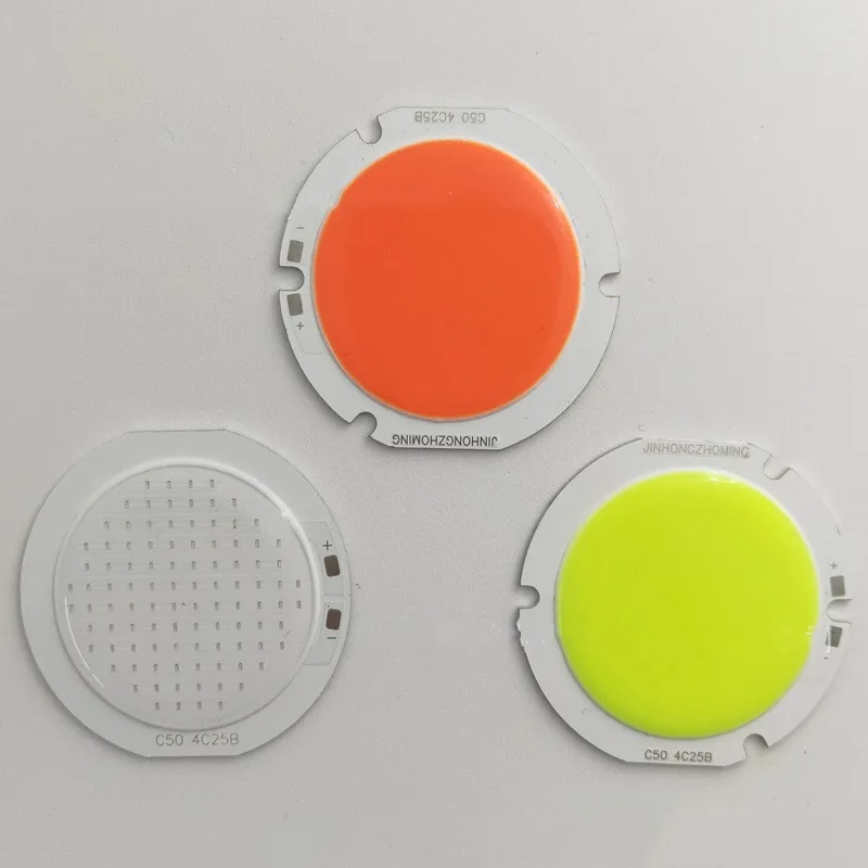 DC 12V 50W Round 50mm COB Light Chip LED Light Source Module LED Lamp Red Blue Green RGB White Light for Decor Lighting