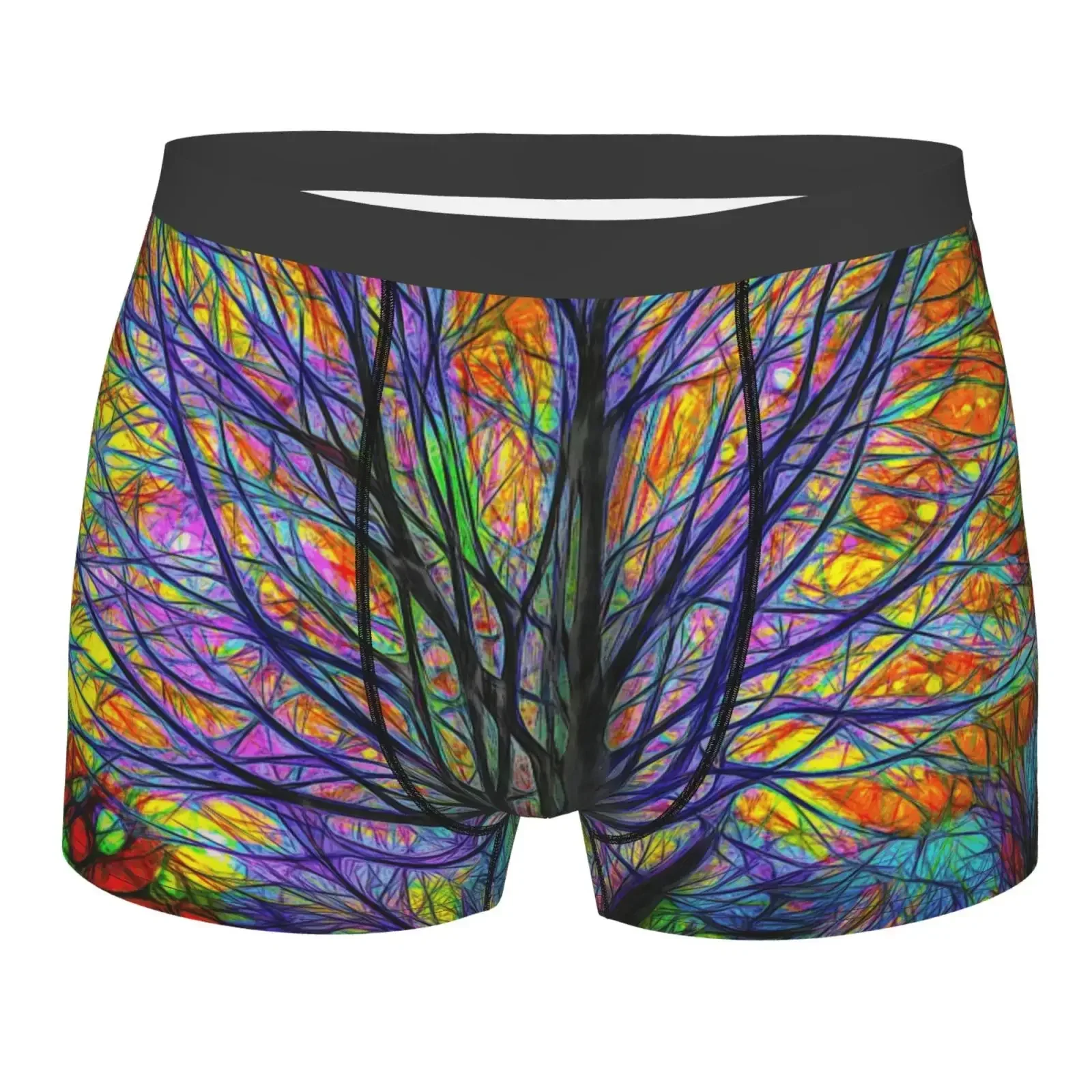 Forest Colored Fantasy Pattern Men's Breathable Boxer Briefs Comfort Soft Stretch Underwear Trunks With Bulge Pouch For Men Boys