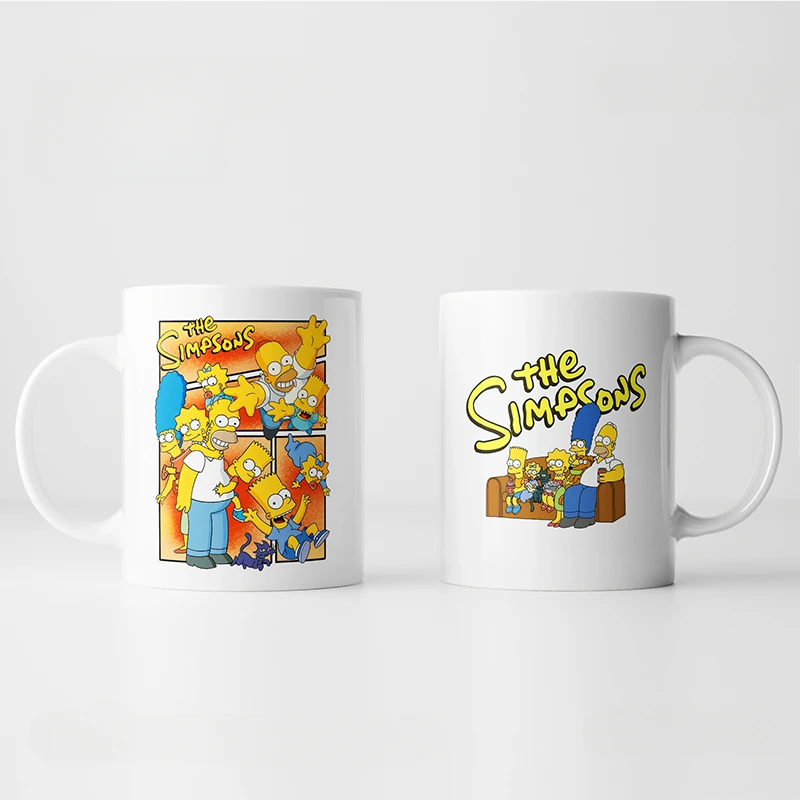 The Simpsons Tazze in ceramica Divertenti tazze da caffè Simpson Tazza da tè al latte creativa Tazza da colazione con farina d'avena per cartoni animati Bicchieri Regalo di compleanno