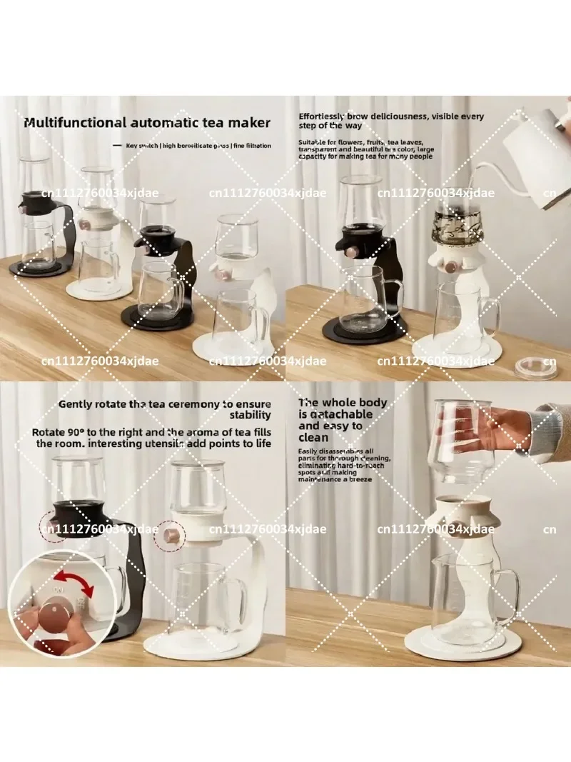 Custom Heatproof Glass Teapot Set Transparent Smart Brewing Separation Automatic Tea Infuser Thickened for Tea Making