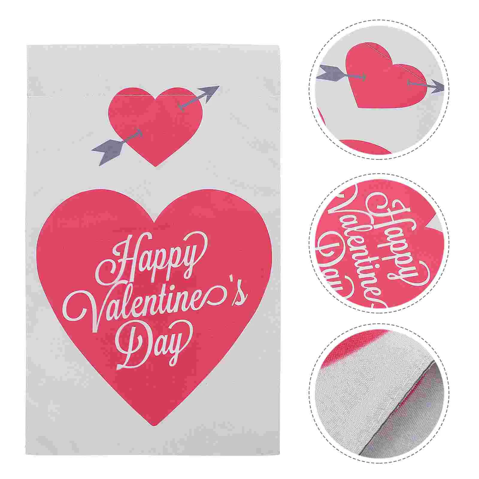 

Banner Outdoor Ornaments Valentine Day Heart Polyester Valentines Flag Garden Party