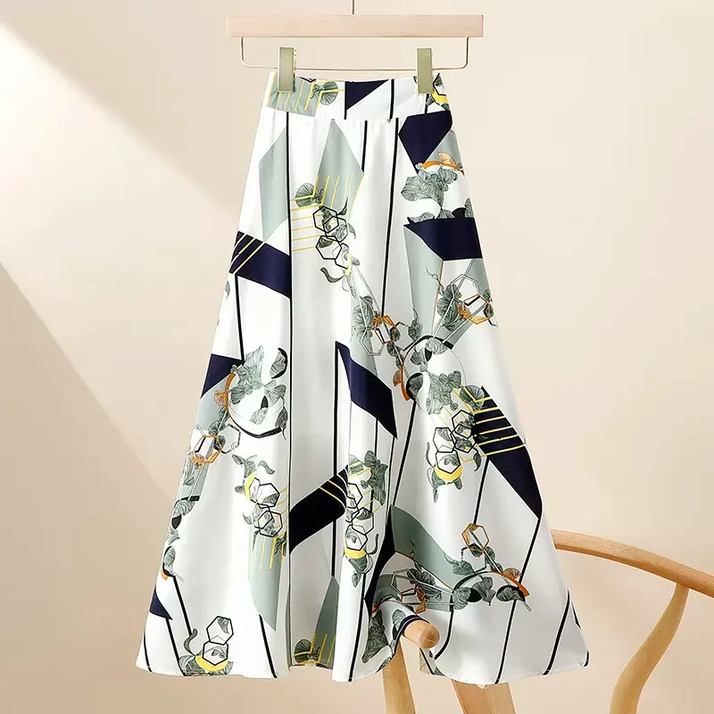 

Half Length Skirt for Women's Summer Fashion High Waisted Print Slim A-line Skirt Korean Version Beach Vacation Casual Skirt