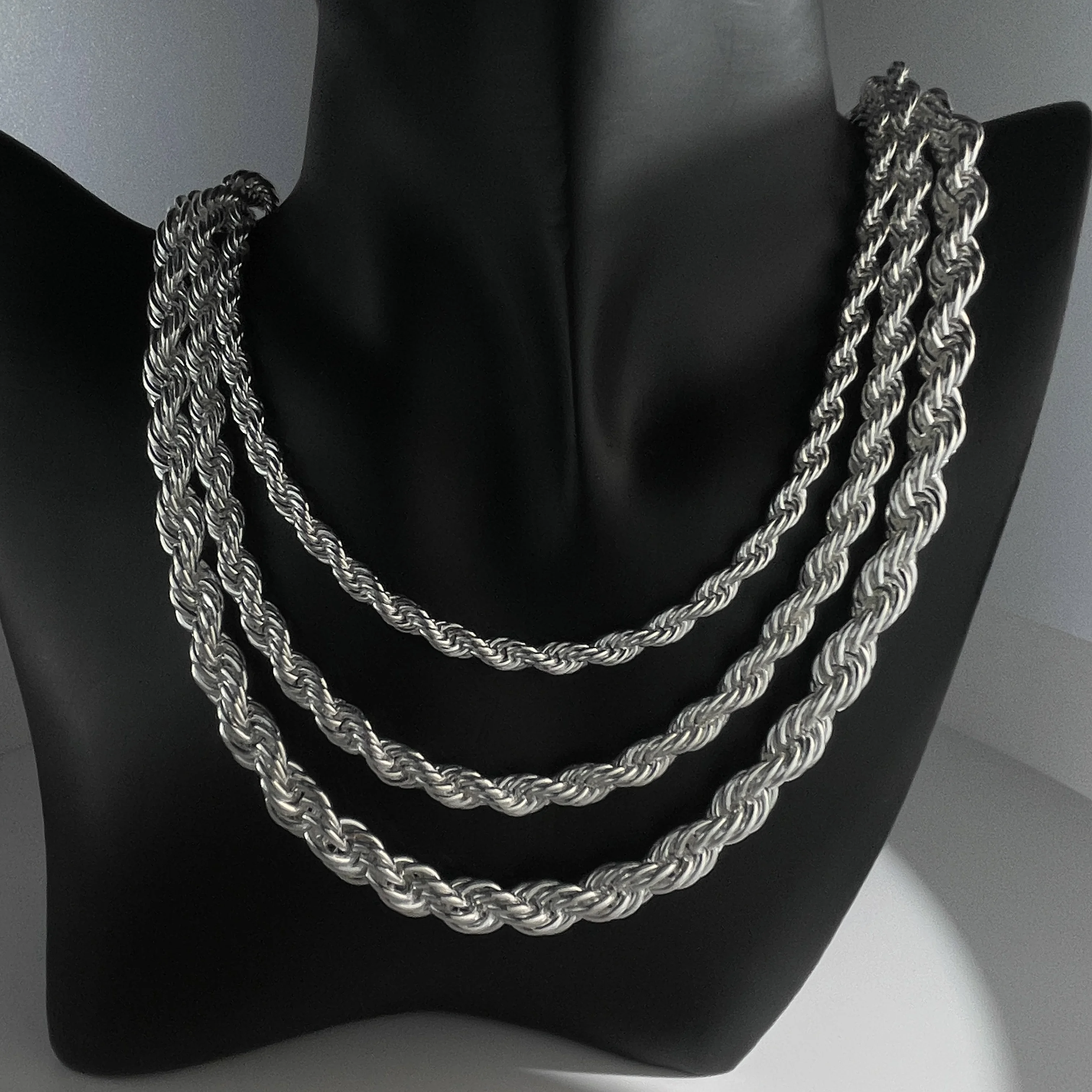 

925 Sterling Silver 4MM Rope Chain Necklaces For Women Men Fashion Hip Hop Party Punk Necklace Jewelry Wholesale