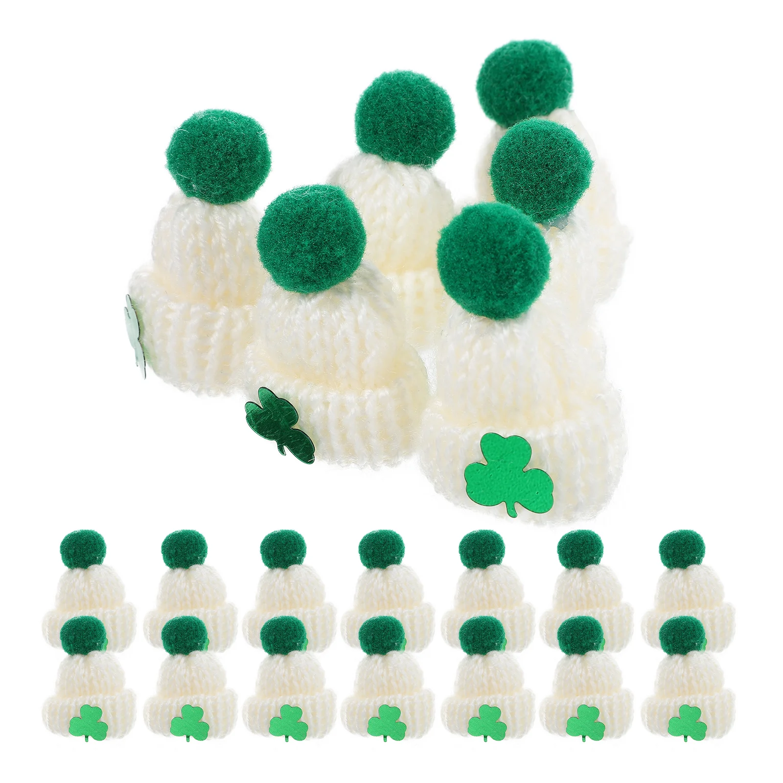 

20 Pcs Mini Cap Green Ornaments Headdress Making Accessories St Patrick' Knitting Hats Yarn