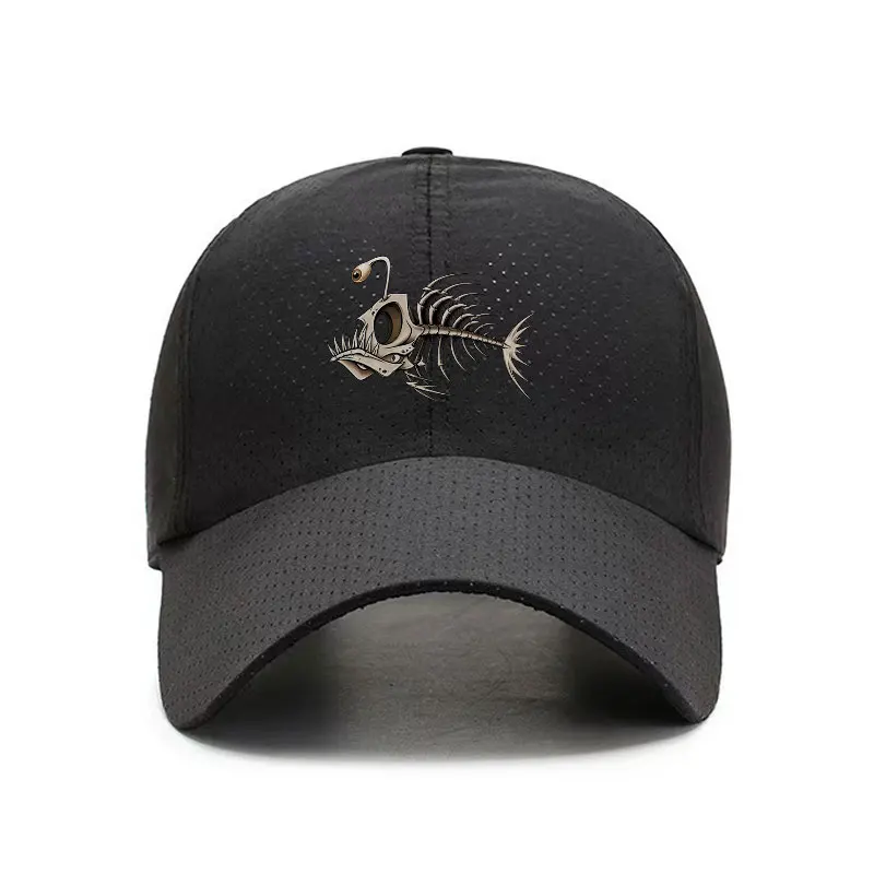 Anglerfish Skeleton Quick Dry Baseball Cap Breathable Adjustable Outdoor Sports Sun Hat