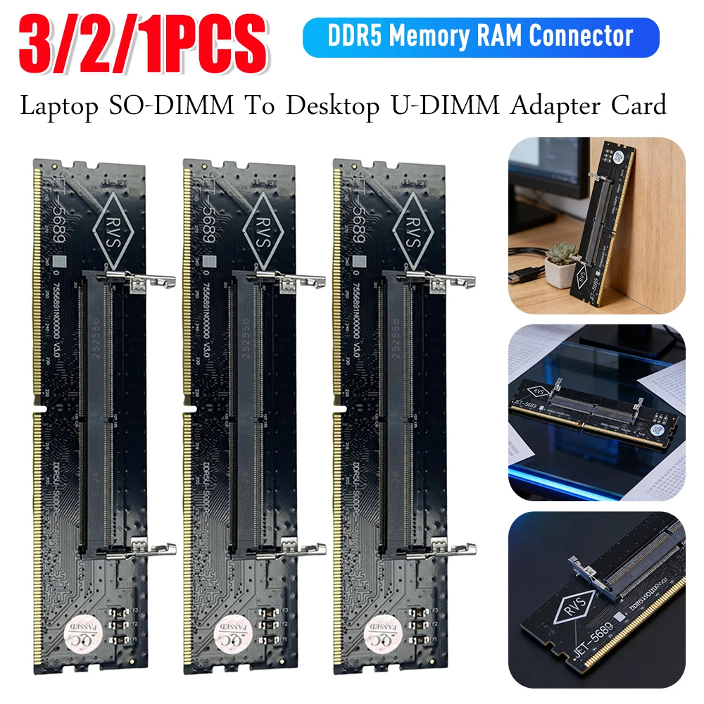 3/2/1PCS DDR5 Laptop To Desktop Adapter Card Memory RAM Connector Laptops DIMM SO-DIMM To PC Computers U-DIMM Converters Cards
