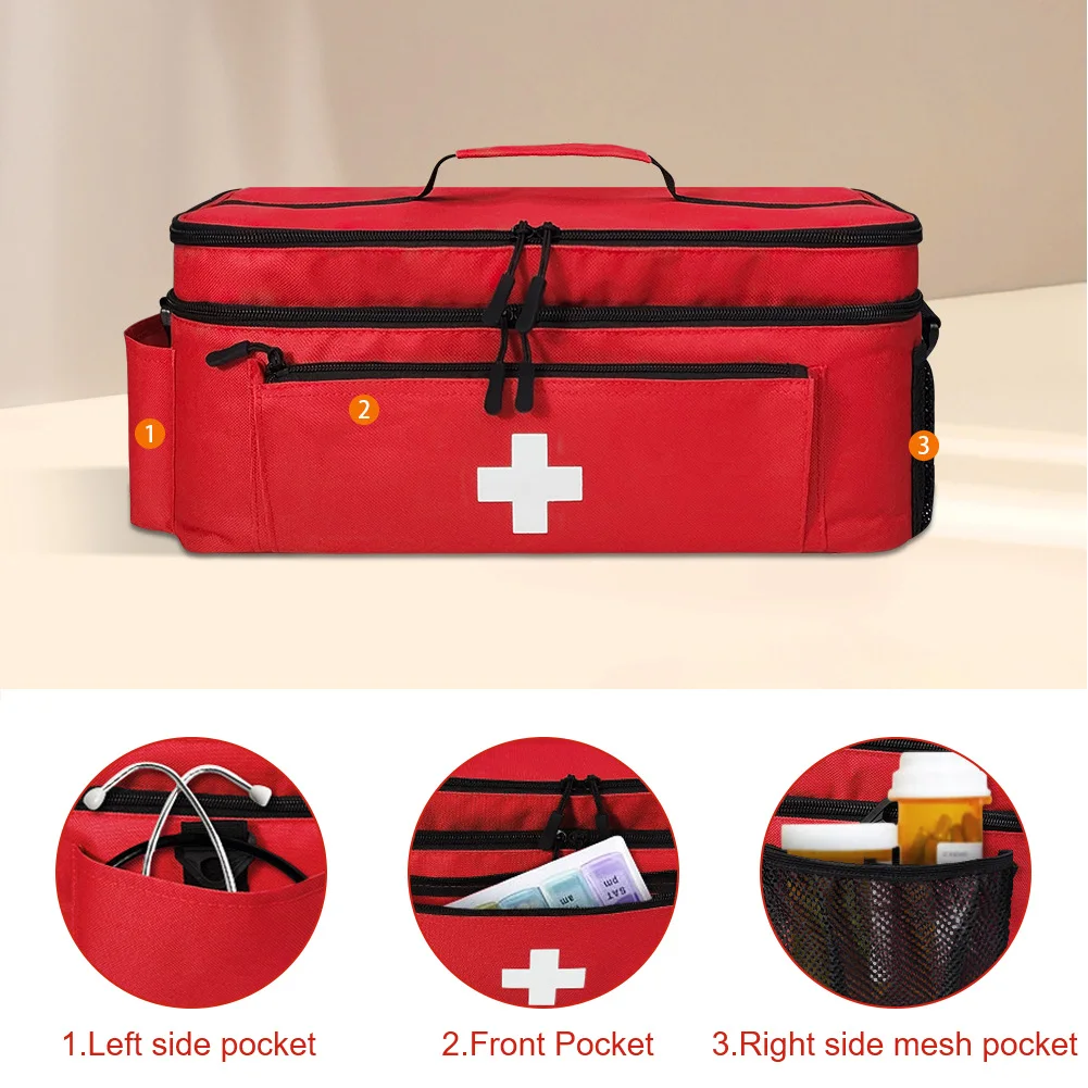 

Travel Emergency Kit Travel Bag with Lockable Zippers Medication Organizer Medication Travel Case for Home and Travel