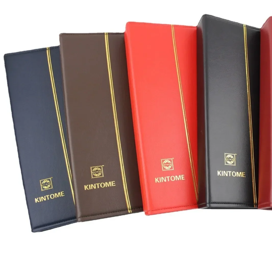 A KINTOME Large Capacity Stamp Collection Book Sewn Leather Loose-leaf Philatelic Album
