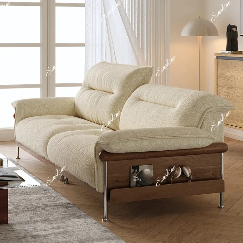 French Cream Style Living Room Chenier Log High Backrest Adjustable Fabric Sofa