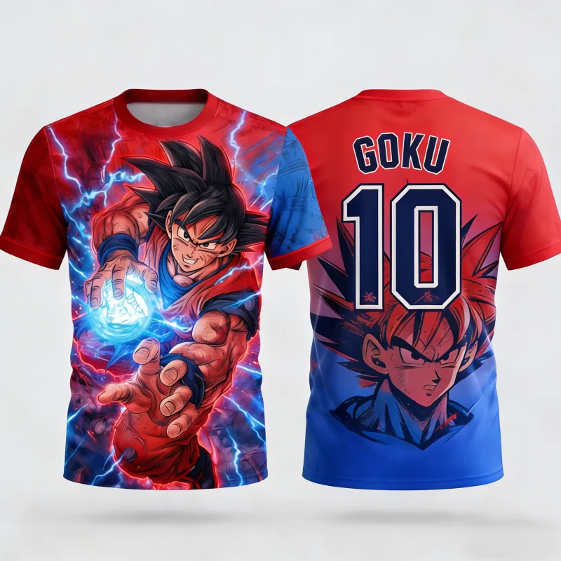 2026 Summer Dragon Ball Retro Fitness T-shirt Men's Oversized 3D Printed Short-sleeved Family Unisex Children's Sports Shirt
