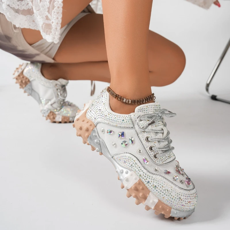 

High-top Lace-up Sequined Multi-color Stylish, Versatile, Comfortable, Anti-slip, Breathable Sports and Casual Women's Shoes