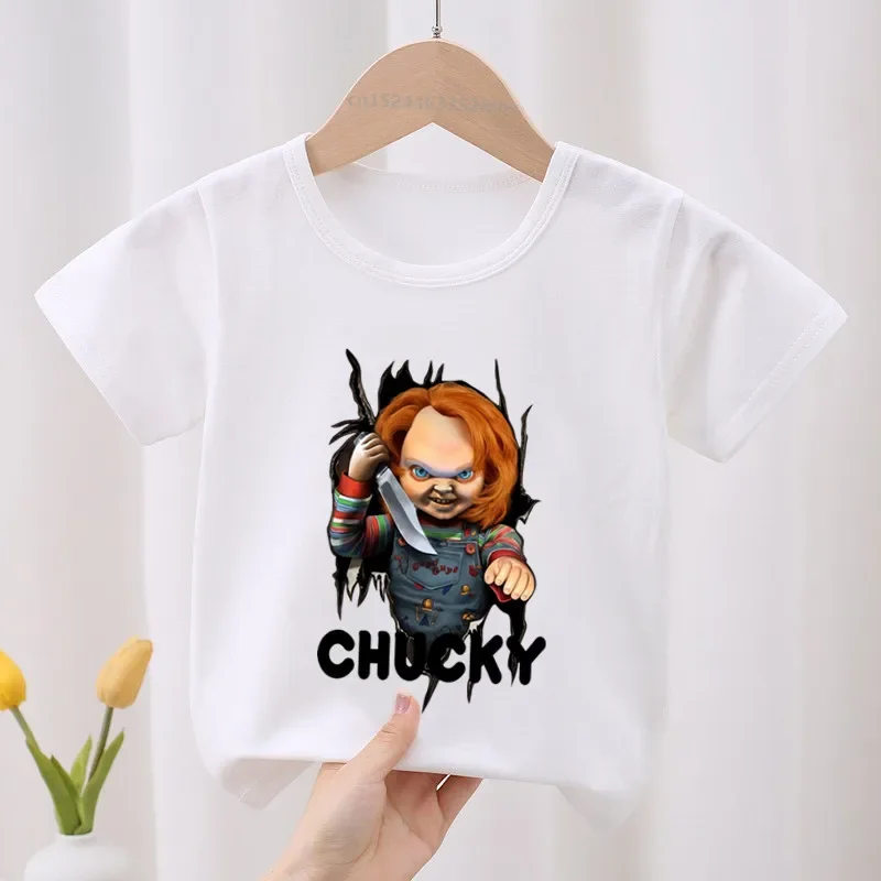 Kids T shirt Horror Killer Good Guys Chucky Graphic Boys T-Shirts Halloween Baby Girls Clothes Funny Summer Children Tops