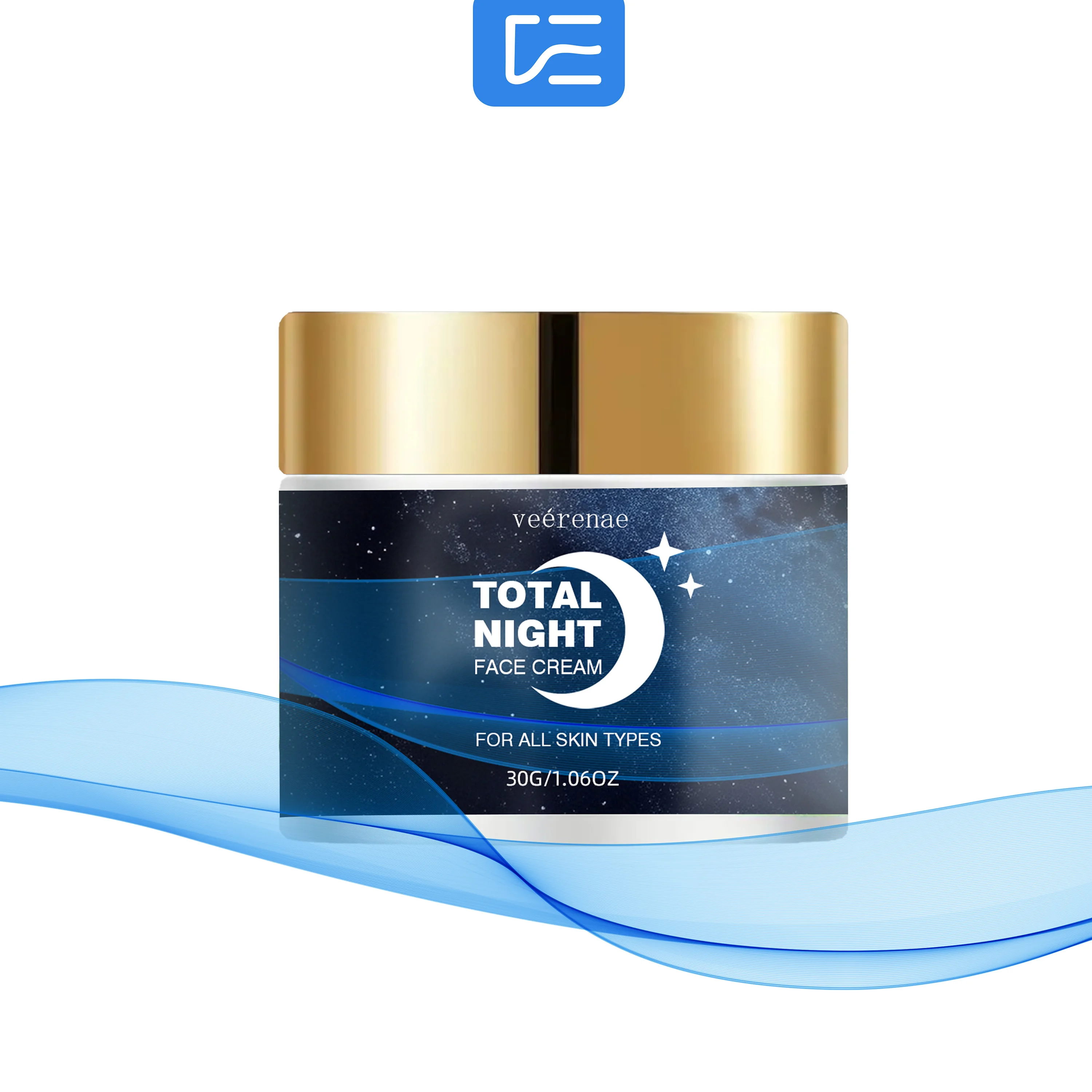 Véerenae TOTAL NIGHT FACE CREAM, Quick-Absorbing Non-Greasy Moisturizer, All Light Beige Types,  Alcohol-free, for Women & Men