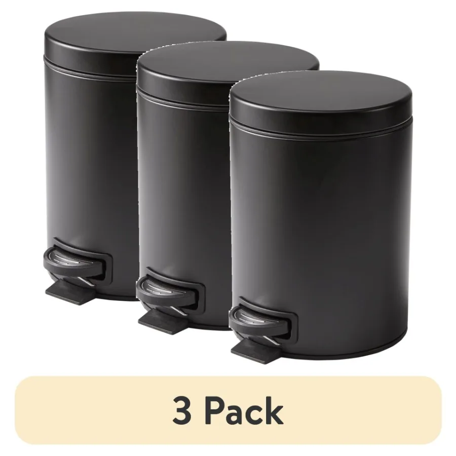 

Matte Black 1.3 Gallon Metal Bathroom Trash Can with Removable Liner for Compact Bathrooms Ideal for Small Spaces Easy to Clean
