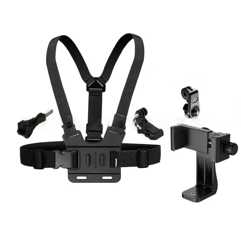 1 PC verstellbarer Telefon-Clip-Halter mit Brustgurt-Befestigungshalterung für Sportkamera, Handy-Kamera, schwarzer Halter, Zubehör