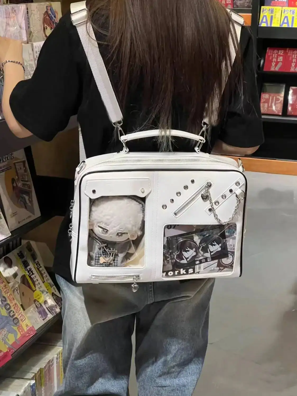 Bloom Haruku White Messenger Packpack Women New Transparent Jk Handle Crossbody Bags Female Lolita Sweet Ita Bag Girls