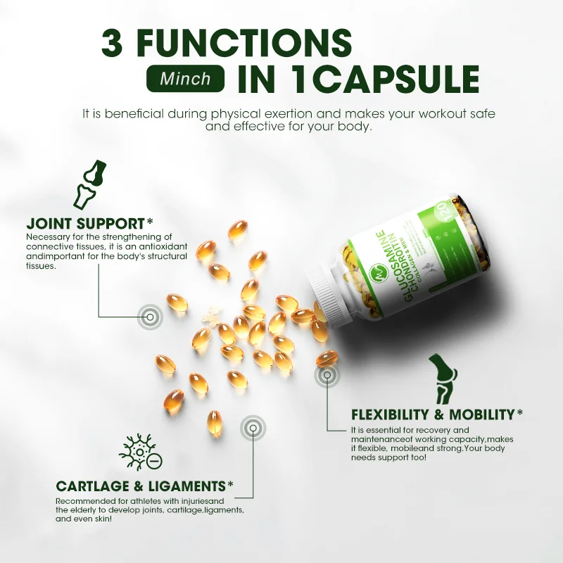 Minch Glucosamine Capsules with Chondroitin Joint Mobilization Helps Joint Mobility Joint Support For Adults 2300mg Supplement